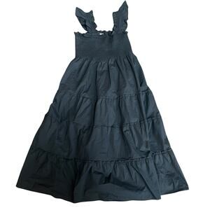 Hill House Black Ellie Nap Dress Size XL Sleeveless Ruffle Tiered Midi